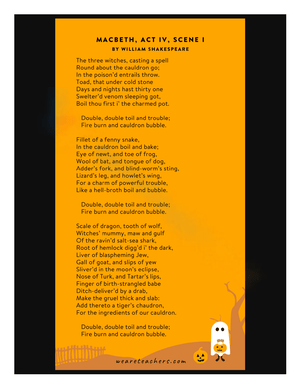 Macbeth Act IV Scene I Poem Worksheet