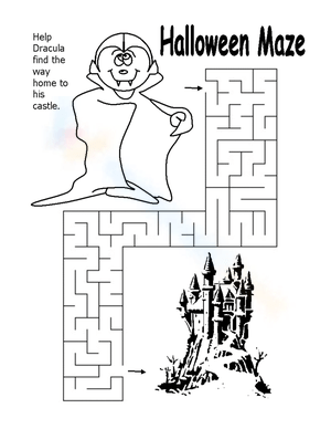 Dracula Maze Coloring Halloween Fun