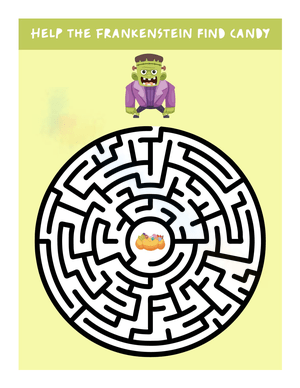 Frankenstein Halloween Maze Worksheet