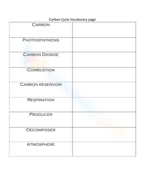 Learn Carbon Cycle Vocabulary with This Worksheet