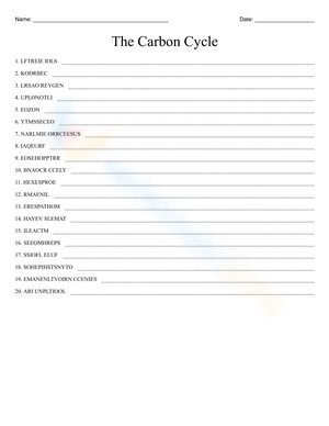 Fun Carbon Cycle Word Scramble Worksheet
