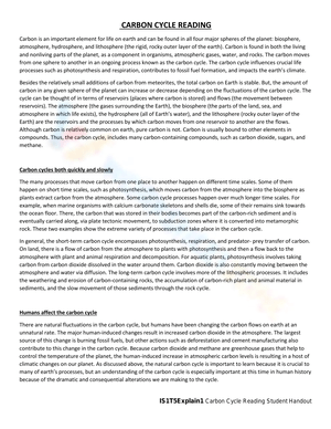 Carbon Cycle Reading
