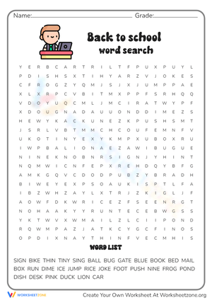 Back to School Word Search - Grades 1-3 Vocabulary Fun!