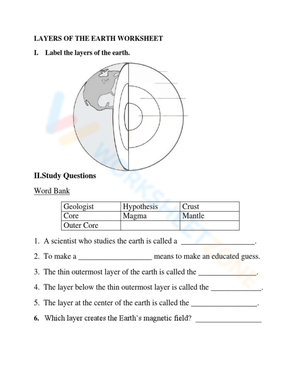 Interactive Earth Layers Activity Worksheet