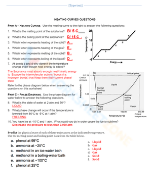 Understanding Heat Curves and Phase Diagrams Worksheet