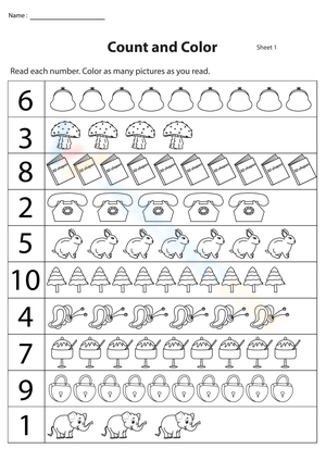 Count and Color: Up to 10 Fun Worksheet