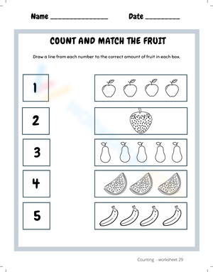 Fruit Counting and Matching Worksheet for Kids