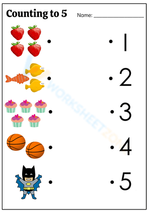 Counting to 5 Matching Worksheet