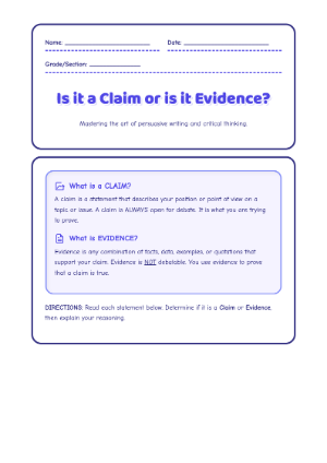 Distinguishing Persuasive Assertions Worksheet