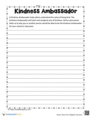 Ambassador of Kindness Worksheet