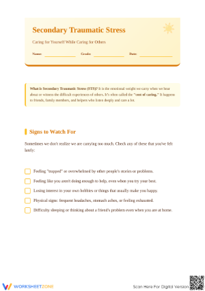 Secondary Trauma Stress Worksheet