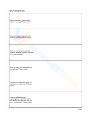 Trauma History Questionnaire Form
