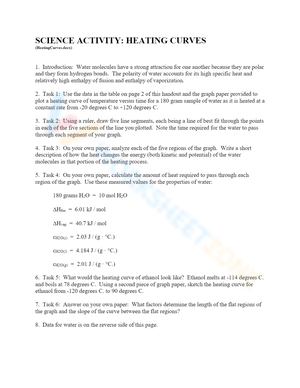 Heating Curves Activity Worksheet