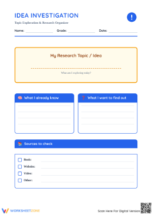 Grade 4 Research Organizer — Printable No-Prep Worksheet