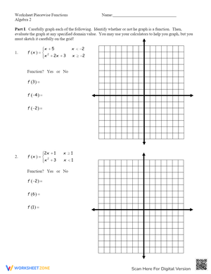 Practice Piecewise Functions with this Worksheet