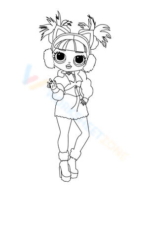 Winter Miss Meow LOL OMG Coloring Page