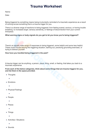 Complete Trauma Worksheet Template