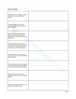 Trauma History Questionnaire Assessment