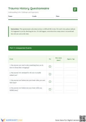 Trauma History Questionnaire Assessment