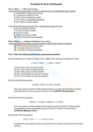 Comprehensive Stoichiometry Review Worksheet