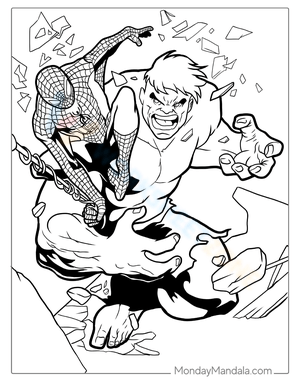 Hulk And Spider Man Coloring Page