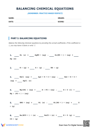 Mastering Balancing Chemical Equations Worksheet