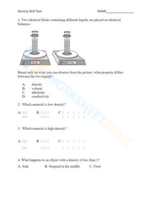Assess Your Density Skills Test Worksheet