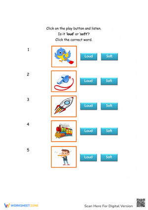 Identify Loud or Soft Sounds Worksheet