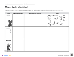 Mouse Party Graphic Organizer Worksheet