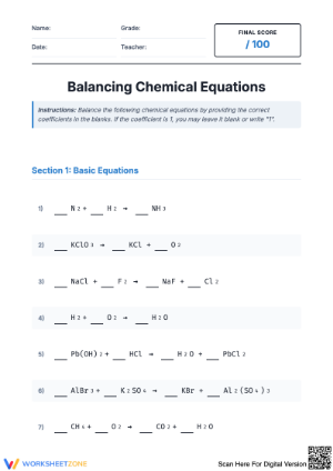 Balancing Chemical Equations Practice