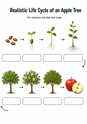 Apple Tree Life Cycle Worksheet | Grade 1-3 Essential