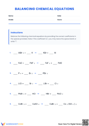 Practice Balancing Equations with this Worksheet