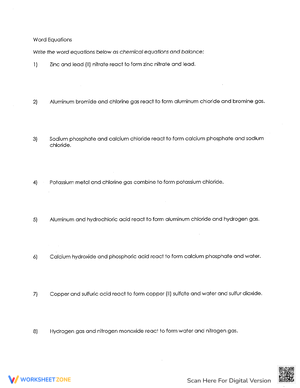 Balancing Chemical Word Equations