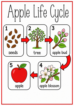 Apple Life Cycle Educational Poster