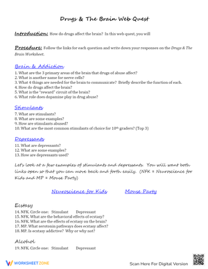 Drugs and the Brain Web Quest