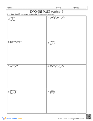 Exponent Rules Practice Worksheet