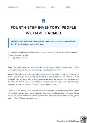 Four Step Inventory Worksheet