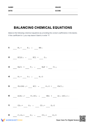 Chemical Equations Practice Worksheet
