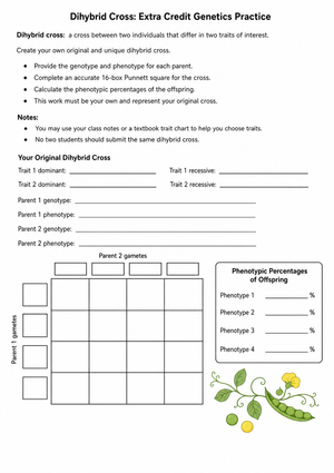 Essential Dihybrid Cross Worksheet | Grade 9-11 Biology