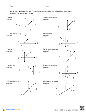 Angles Practice: Worksheet for Geometry Students