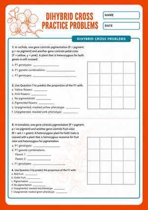 Printable Dihybrid Cross Worksheet | Grades 9-11 Biology