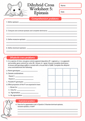 Essential Dihybrid Cross & Epistasis Worksheet | Grade 10-11