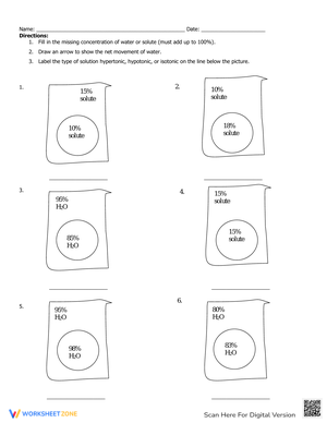 Osmosis Practice Worksheet: Real-World Scenarios