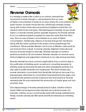 Reverse Osmosis Worksheet: Principles and Applications