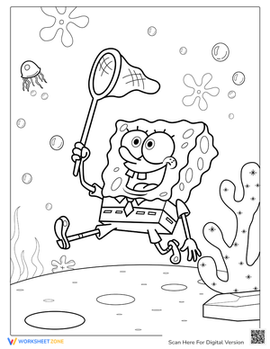 SpongeBob Catching Jellyfish With Net