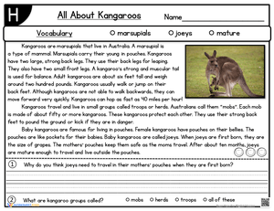 All About Kangaroos: An Informative Worksheet