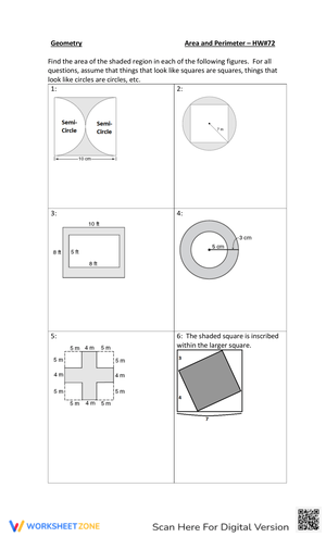 Geometry Problems: Shaded Area Exercises