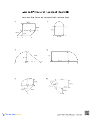 Area and Perimeter of Compound Shapes Worksheet