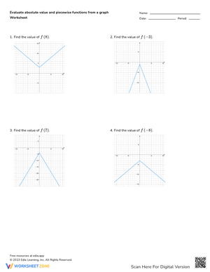 Evaluate Piecewise Functions: Worksheet and Practice