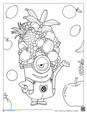 Minion with Fruit Coloring Page